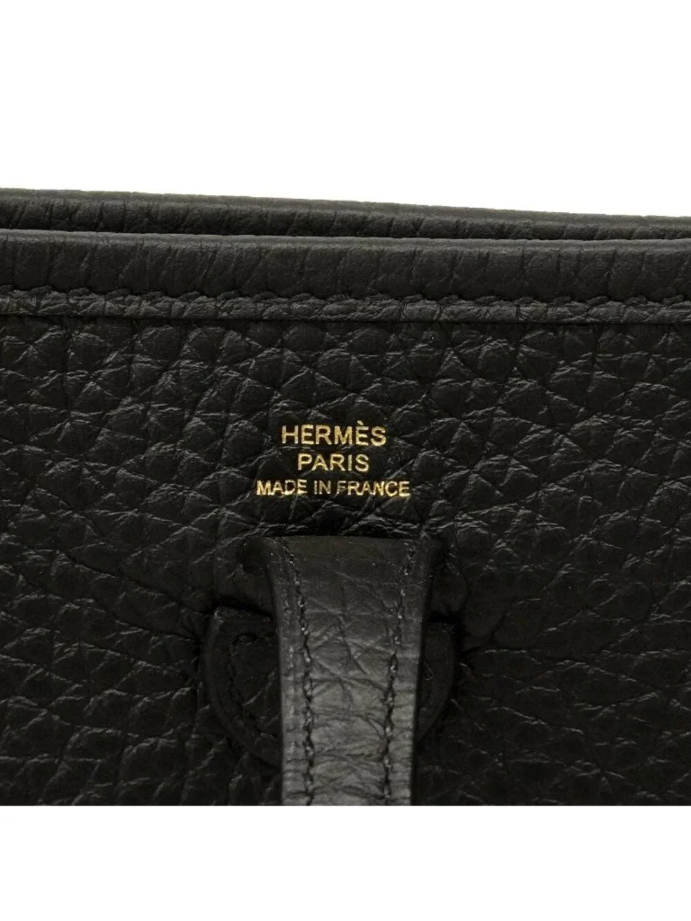 Hermes Shoulder Bag Evelyne TPM Taurillon Clemence Black Gold